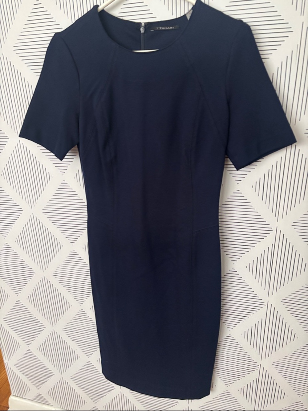 Tahari Dark Navy Short-Sleeve Dress